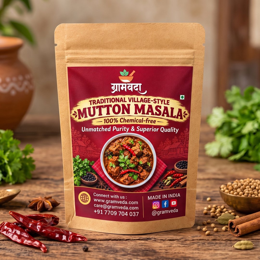 Gramveda Village-Style Mutton Masala Powder | 100% Chemical-Free Authentic Spice Blend